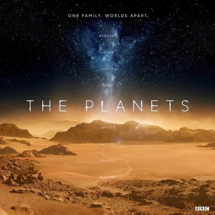 名称：行星 The Planets (2019)描述：138亿年前宇宙的故事有了开端，仅银河系就有数千亿颗恒星，而我们生活的太阳系行星渺小如尘埃，不为人知的行星故事在过去40亿年中华丽上演