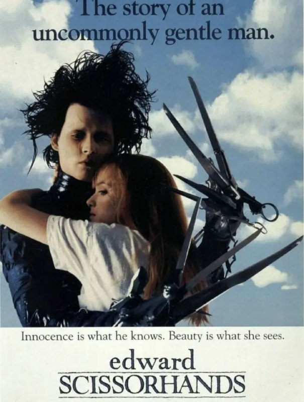 名称：剪刀手爱德华 4K(2160P)描述：Edward Scissorhands影片年代：1990影片产地：美国对白语言：英语影片字幕：中字外挂字幕电影简介：该片讲述的是独自在古堡生活的剪刀手爱德华，被一位推销化妆品的女子佩格误闯城堡带回家后，与佩格的女儿相恋却无法在一起的悲剧童话故事