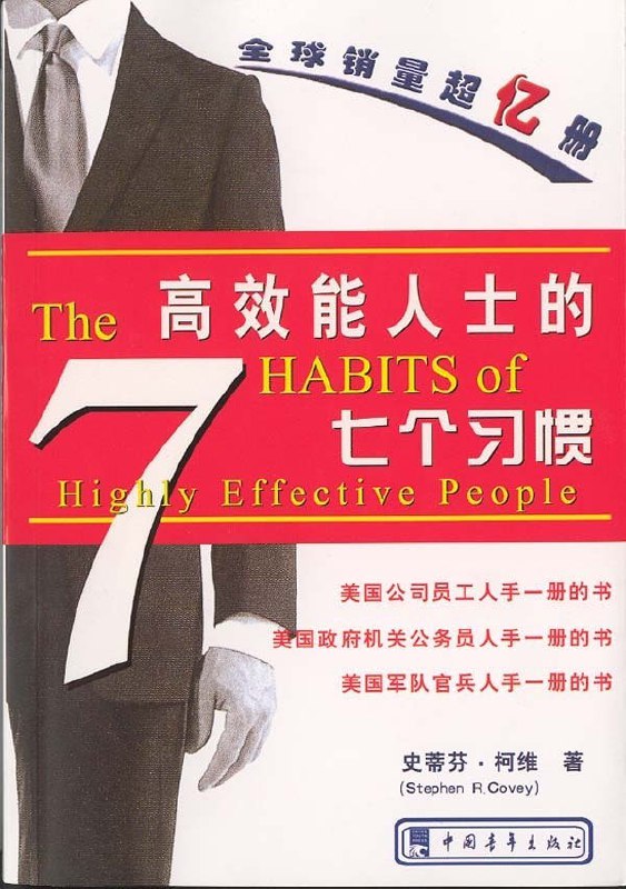 名称：高效能人士的七个习惯（史蒂芬·柯维）描述：《高效能人士的七个习惯》这本书将习惯定义为“知识”、“技巧”与“意愿”相互交织的结果