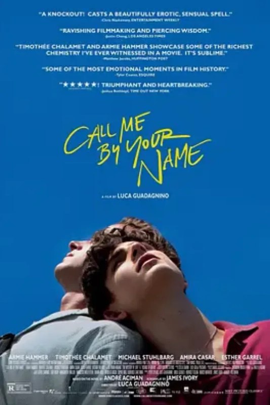 名称：请以你的名字呼唤我 Call Me by Your Name描述：故事发生在八十年代的意大利里维埃拉，每年夏天，十七岁的少年艾力奥（提莫西·查拉梅 Timothée Chalamet 饰）都会跟家人一起来此地度假