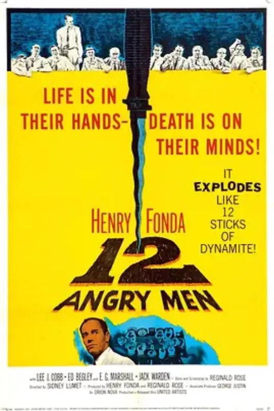 名称：十二怒汉 12 Angry Men描述：一个在贫民窟长大的18岁少年因为涉嫌杀害自己的父亲被告上法庭，证人言之凿凿，各方面的证据都对他极为不利