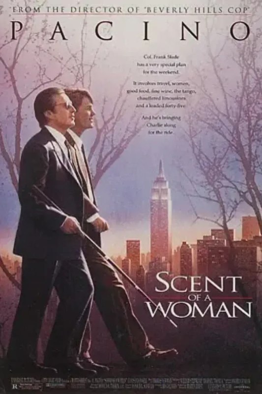名称：闻香识女人 Scent of a Woman描述：查理（克里斯•奥唐纳 Chris O'Donnell 饰）是一个普通的中学生，他因为见证着一件恶作剧但又不想出卖朋友，于是面临着一道艰难的选择题——要么坦白，要么被学校勒退