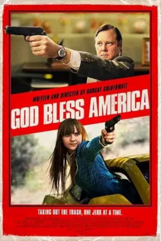 名称：上帝保佑美国 God Bless America描述：中年男子弗兰克（乔尔·默里 Joel Murray 饰）对聒噪的世界深感麻木，他的生活如同一潭死水，每天浑噩度日