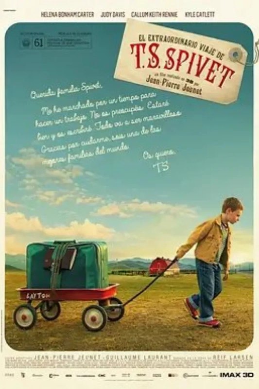 名称：少年斯派维的奇异旅行 The Young and Prodigious T.S. Spivet描述：小小少年T.S. 斯派维（凯尔·凯特莱特 Kyle Catlett 饰）生于蒙大拿州一个偏远牧场，他有一颗聪明绝顶的大脑，酷爱制图学和科学图解，年仅十岁就发明了永动机