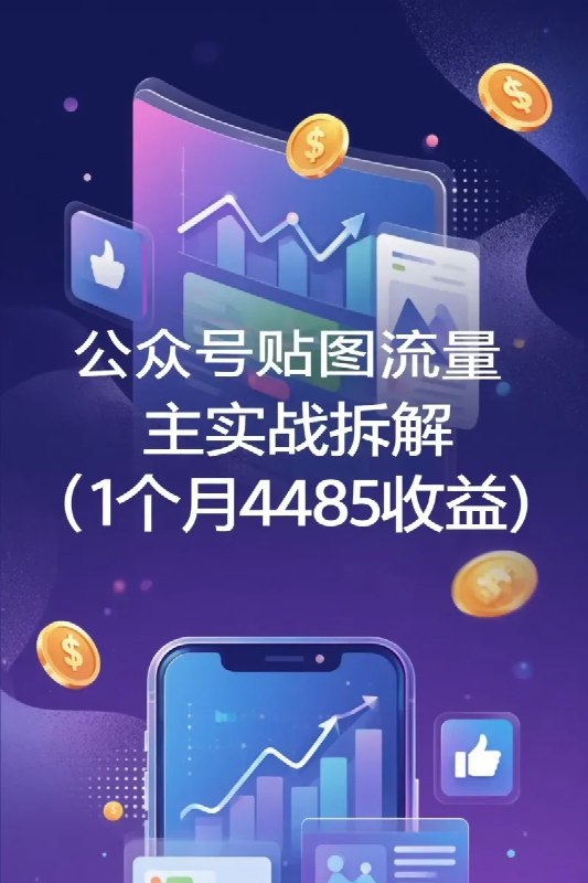名称：公众号贴图流量主实战拆解(1个月4485收益)，这个玩法隶属于抖音的图文演变而来的，数据好描述：公众号贴图流量主实战拆解课程，源自抖音图文玩法