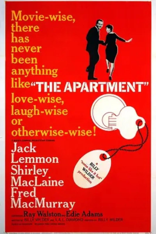 名称：桃色公寓 The Apartment描述：C. C. Baxter（杰克·莱蒙 Jack Lemmon饰）是纽约一个大公司的小职员，他的单身公寓经常被公司的高层们用去当作幽会的场所，Baxter也因此获得不少升迁的机会