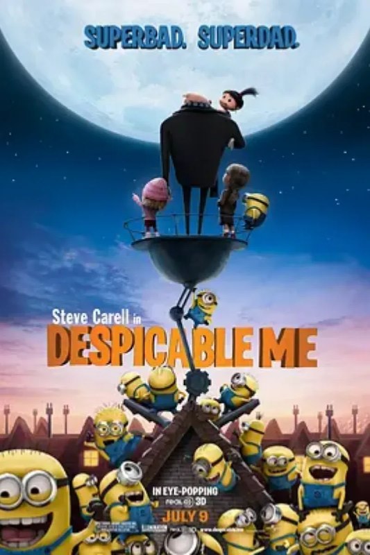 名称：神偷奶爸 Despicable Me描述：超级坏蛋格鲁（史蒂夫·卡瑞尔 Steve Carell 配音）在听说埃及金字塔被盗的新闻后不满市面上新贼辈出，决定在纳法利欧博士（拉塞尔·布兰德 Russell Brand 配音）的帮助下建造火箭升空盗取月亮
