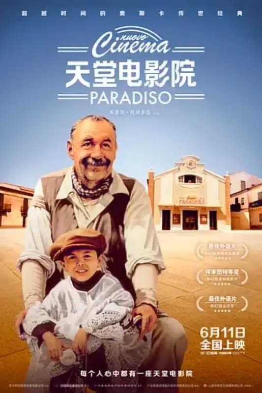 名称：天堂电影院 Nuovo Cinema Paradiso描述：意大利南部小镇，古灵精怪的小男孩托托（萨瓦特利·卡西欧 饰）喜欢看电影，更喜欢看放映师阿尔弗雷多（菲利浦·诺瓦雷 饰）放电影，他和阿尔弗雷多成为了忘年之交，在胶片中找到了童年生活的乐趣