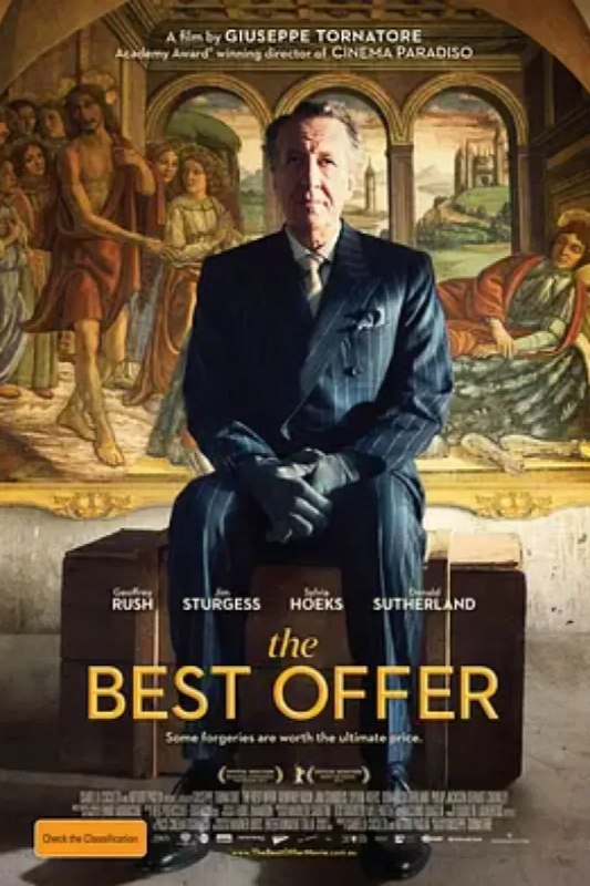 名称：最佳出价 La migliore offerta描述：性情古怪的奥德曼先生（杰弗里·拉什 Geoffrey Rush 饰）是一家顶级艺术品拍卖行的鉴赏拍卖师，在他几十年的职业生涯中几乎从未失手，他最大的爱好就是收藏各种时期的女人肖像画