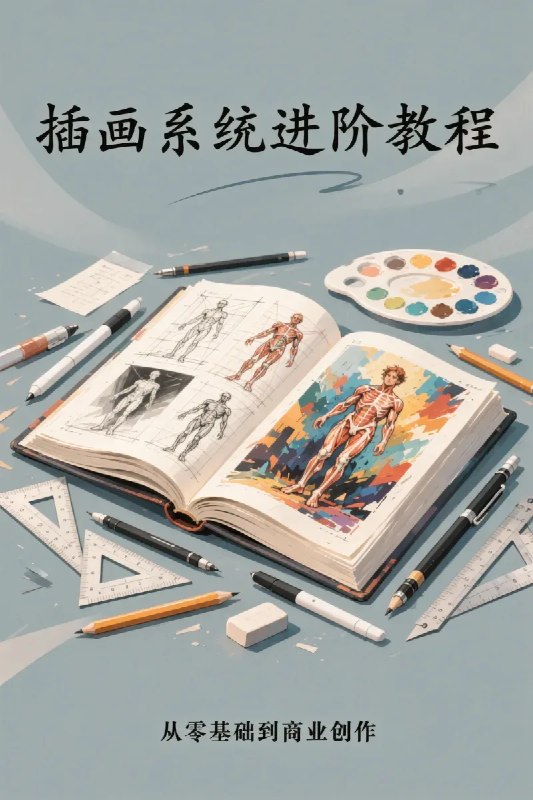 名称：高质量插画教程，多种风格系统提升绘画能力描述：一套高质量插画教程合集，系统讲解构图、线稿、人体结构、光影色彩与上色技法