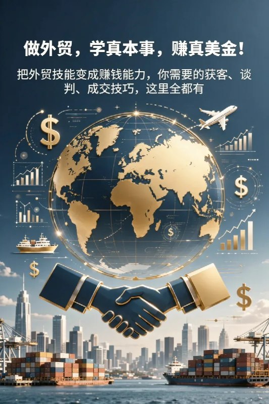 名称：做外贸，学真本事，赚真美金！把外贸技能变成赚钱能力，你需要的获客、谈判、成交技巧，这里全都有描述：做外贸，学真本事，赚真美金！本课程致力于把外贸技能转化为实实在在的赚钱能力