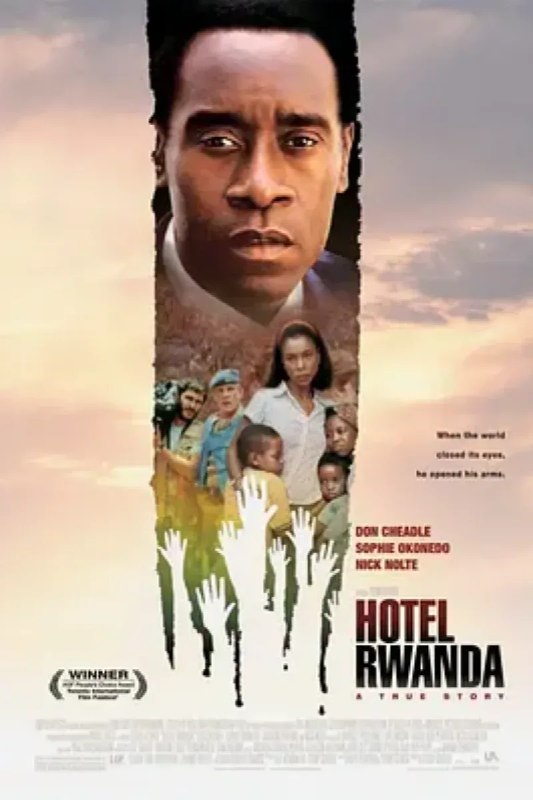 名称：卢旺达饭店 Hotel Rwanda描述：1994年卢旺达宣布独立后，胡图族与图西族两部族之间矛盾重重，多次发生冲突，战事持续不断