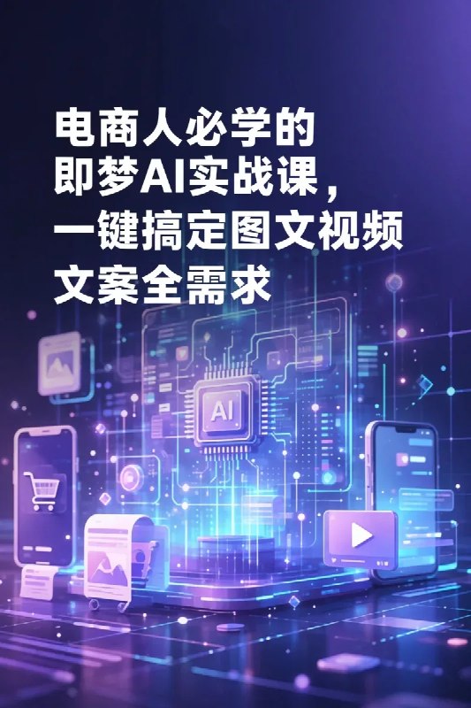 名称：电商人必学的即梦AI实战课，一键搞定图文视频文案全需求描述：《电商人必学的即梦AI实战课》专为电商从业者打造，聚焦即梦AI工具实战应用