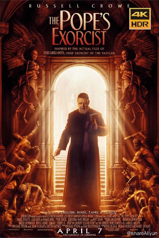 名称：教皇的驱魔人(2023) 4K HDR描述：梵蒂冈首席驱魔人真实事迹改编，加布里埃·阿莫尔特神父（Father Gabriele Amorth）一生（于2016年去世，享年91岁）主持超过10万宗驱魔仪式