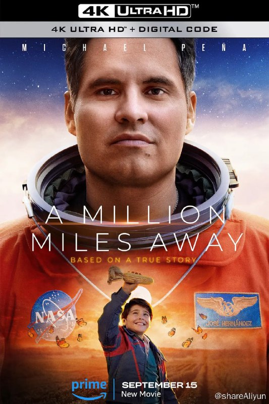 名称：一百万英里之外/逐梦九天 A Million Miles Away (2023)描述：灵感来自美国宇航局飞行工程师何塞赫南德兹的真实故事，他和他挚爱的移民农场工家人们经历了长达数十年的旅程，从墨西哥米却肯州的一个乡村到圣华金河谷的田野，再到距离地球320多公里的国际空间站