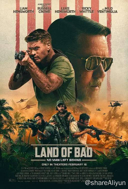 名称：惊天激战 Land of Bad (2024) 4K HDR&DV 外挂特效双语【动作/惊悚】描述：这部电影讲述了代号为死神（Reaper）的飞行员的故事，他是一名空军无人机飞行员，在南菲律宾支持一项三角洲部队特别行动任务