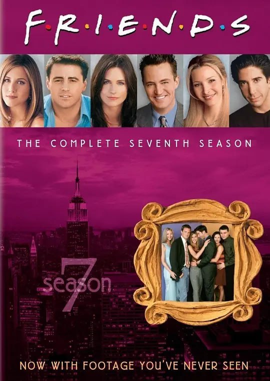 名称：老友记 第七季 Friends Season 7 (2000)描述：菲比(莉莎·库卓 Lisa Kudrow 饰)和瑞秋(詹妮弗·安妮斯顿 Jennifer Aniston 饰)的公寓已经修复完毕，菲比搬回了公寓，瑞秋继续和乔伊(马特·理勃兰 Matt LeBlanc 饰)住在一起
