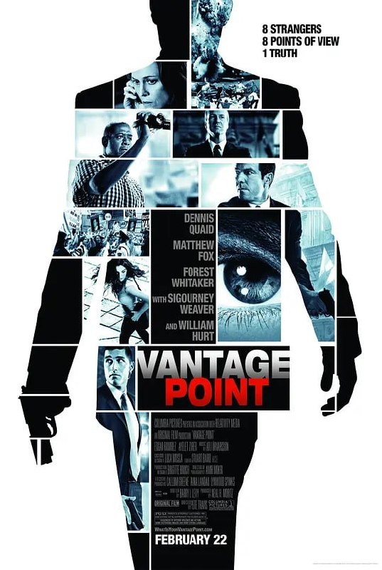 名称：刺杀据点 Vantage Point (2008)描述：为了应对911之后日益猖獗的恐怖主义，美国总统亨利·阿什顿(威廉·赫特 William Hurt 饰)与西方各国以及阿拉伯国家首脑相约西班牙的萨拉曼卡，将在此缔结全新的反恐同盟
