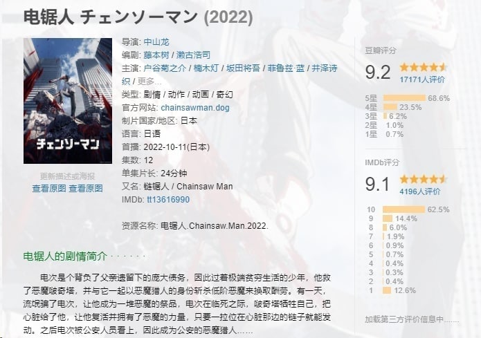 名称：电锯人 (2022) 日语中字 更10集描述：更10集 内嵌中字链接：