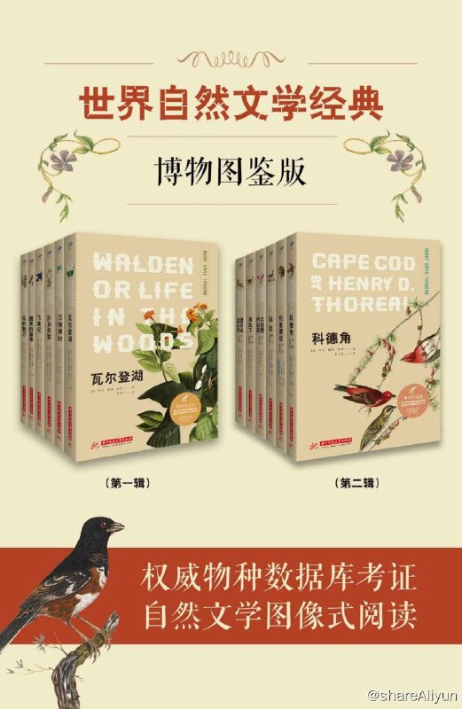 名称：世界自然文学经典：博物图鉴版(共12册）描述：《世界自然文学经典：博物图鉴版(共12册）》包含《醒来的森林》《瓦尔登湖》《鸟的魅力》《沙乡年鉴》《飞禽记》《海风下》《大自然的日历》，是基于全球30余家物种数据库的科学考证，插图选自3万+张作品的博物画库，让你体验自然文学图像式阅读新方向