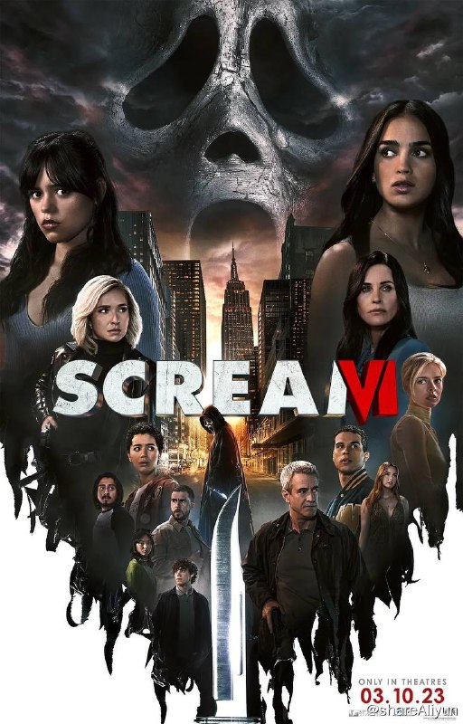 名称：惊声尖叫6 Scream VI (2023) 2160p HDR 内封中英双语描述：鬼脸杀手仍在继续他的杀戮，这一次将跟随上部的幸存者Sam等人离开伍兹伯勒，与女记者Gale及《尖叫4》的幸存者Kirby一起开启全新的血腥篇章