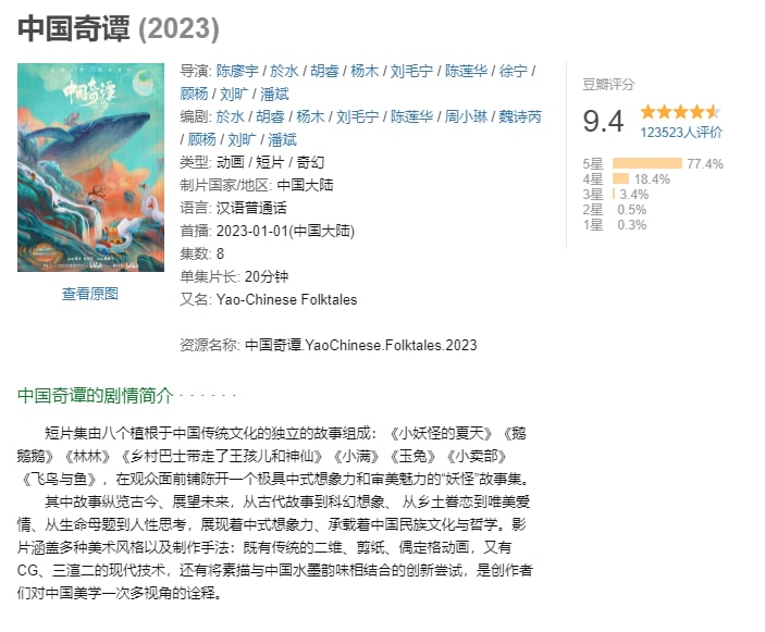 名称：中国奇谭（2023）4K 1-4集描述：更1-4集链接：