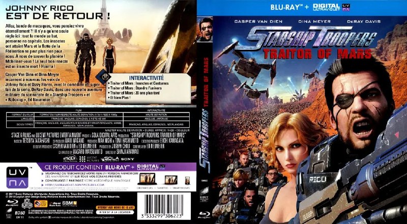 名称：星河战队：火星叛国者 Starship Troopers Traitor of Mars (2017)描述：故事讲述约翰尼·里科(卡斯帕·凡·迪恩配音)降级发配到火星偏僻空间站，他本和士兵安稳培训，不料众人被一大批外星昆虫包围，战争一触即发