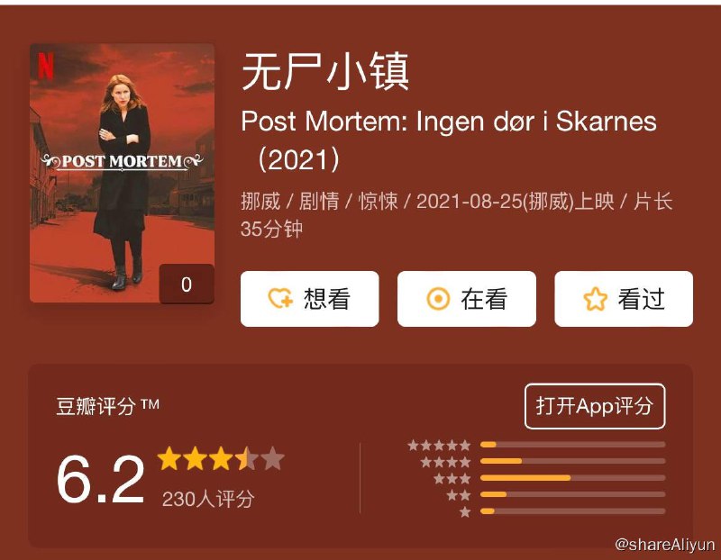 名称：无尸小镇 Post Mortem： Inge...ør i Skarnes S01描述：一名女子在死后突然醒来，她开始对血产生贪婪的渴望，而这有可能给她家族衰败的殡仪馆生意带来希望