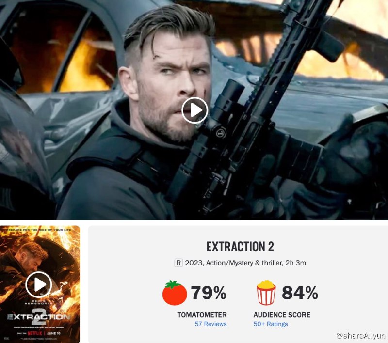 名称：惊天营救2（2023）1080 内封官方中字描述：Netflix动作爽片，“锤哥”克里斯·海姆斯沃斯主演的动作大片#惊天营救2# 今天（6.16）上线网飞