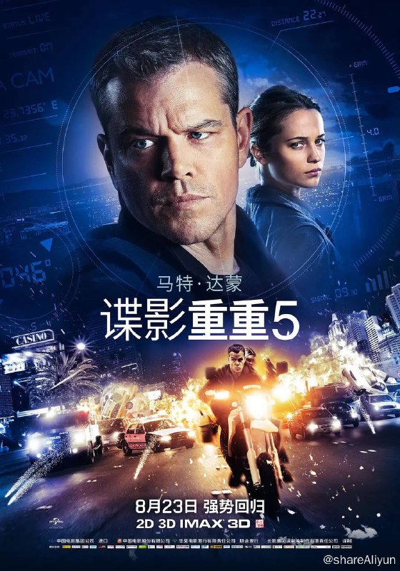 名称：谍影重重 1-5系列合集 2160p HDR BluRay 外挂双语 [高分科幻片] [已刮削]描述：谍影重重 系列五部 4K HDR UHD BluRay谍影重重1：身份 (2002)谍影重重2：主权 (2004)谍影重重3：最后通牒 (2007)谍影重重4：遗产 (2012)谍影重重5 (2016)链接：