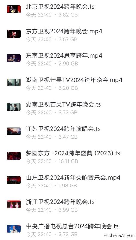 名称：《2023-2024跨年晚会合集》描述：2023年各大卫视视频平台跨年晚会链接：