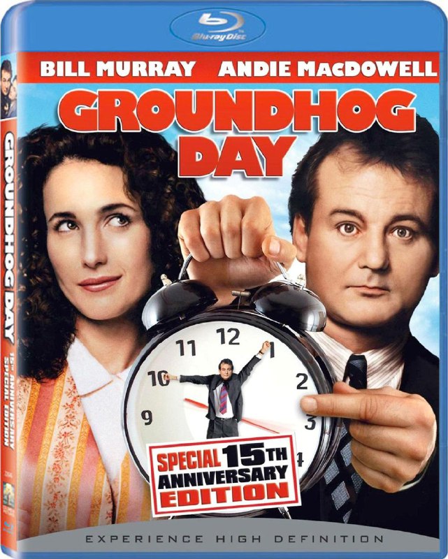 名称：土拨鼠之日描述：菲尔（Bill Murray饰）是个气象播报员，每天除了在摄像机前给观众做风趣幽默的天气预报外，每年的2月2日他还要前往一个名为普苏塔尼的边境小镇，报导当地的土拨鼠日庆典