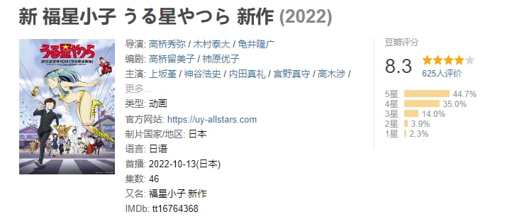 名称：新 福星小子 うる星やつら 新作 (2022)描述：友引高中2年4班的学生诸星当，堪称史上最好色的男子，虽然有青梅竹马的阿忍，但他仍然四处搭讪，为了美女命都可以不顾