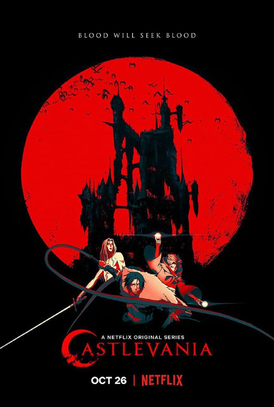 名称：恶魔城   Castlevania   (2017)1－4季全描述：Netflix《恶魔城》系列动画剧集改编自好评如潮的《恶魔城：月下夜想曲》与《恶魔城3》，围绕西蒙的祖先特雷弗·贝尔蒙特拯救被德古拉的阴影所笼罩的东欧而展开