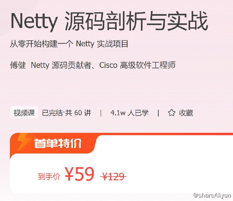 名称：极客时间 - Netty 源码剖析与实战描述：从零开始构建一个 Netty 实战项目