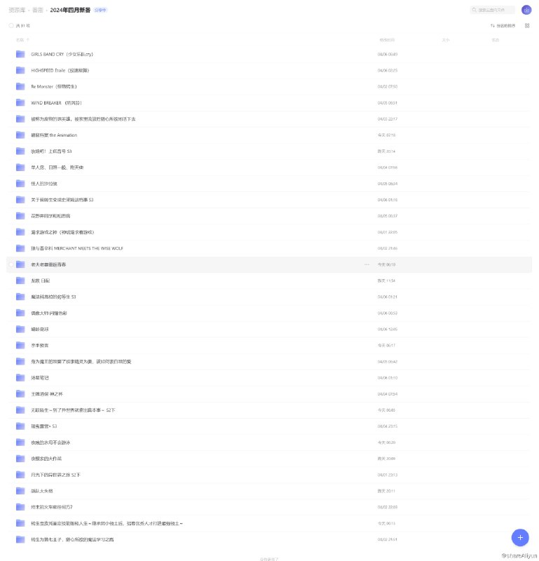 名称：2024年四月新番描述：2024年四月新番合集链接：