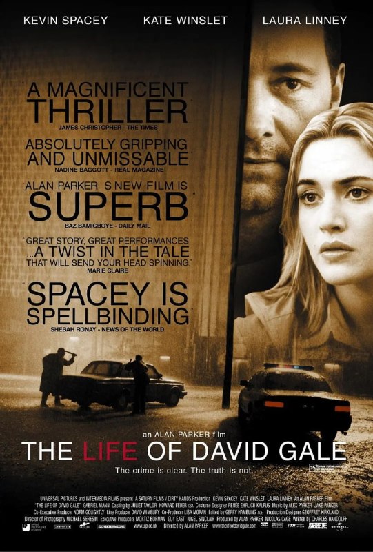 名称：大卫·戈尔的一生 The Life of David Gale (2003)描述：贝茜•布鲁姆(凯特温斯莱 Kate Winslet饰)是纽约某新闻杂志的知名记者，她接到了一个任务是去采访一名死刑犯大卫•戈尔(凯文•斯帕西 Kevin Spacey 饰)