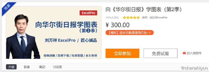 名称：向《华尔街日报》学图表（第2季）描述：本课程是 向《华尔街日报》学图表（第2季），继续学习制作24+1个新鲜专业的商业图表