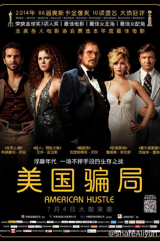 名称：美国骗局(2013)4K 外挂繁中描述：精明的诈骗高手艾文（克里斯蒂安·贝尔 饰）和情妇西德尼（艾米·亚当斯 饰）是一对无往不利的职业诈骗搭档，不慎在警方的一次钓鱼行动中栽了跟头，西德尼被捕入狱，作为交换条件，他们必须与知法玩法的FBI干员里奇（布莱德利·库珀 饰）合作，通过诈骗设局钓出更多贪污腐败的政府官员