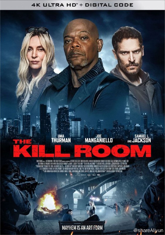 名称：杀戮房间 (2023) 4K HDR 中字外挂字幕描述：讲述一个杀手（乔·曼根尼罗 Joe Manganiello 饰）、杀手的老板（塞缪尔·杰克逊 Samuel L. Jackson 饰）和一个艺术商人（乌玛·瑟曼 Uma Thurman 饰）的故事：一场洗钱阴谋意外地让这个名叫Reggie的杀手一夜成名，成为艺术界的当红先锋人物