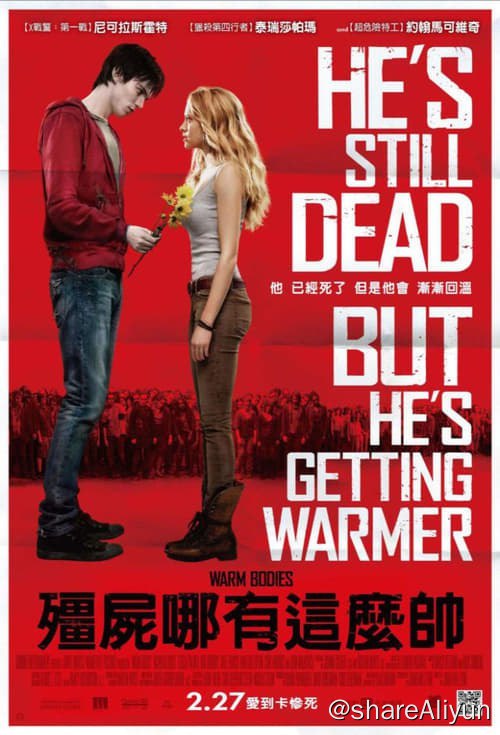 名称：温暖的尸体 (2013) 4K 蓝光原盘 杜比视界 内封简繁描述：他（尼古拉斯·霍尔特 Nicholas Hoult 饰）是一只生活在末世的僵尸，依稀只记得自己的名字里有个“R”