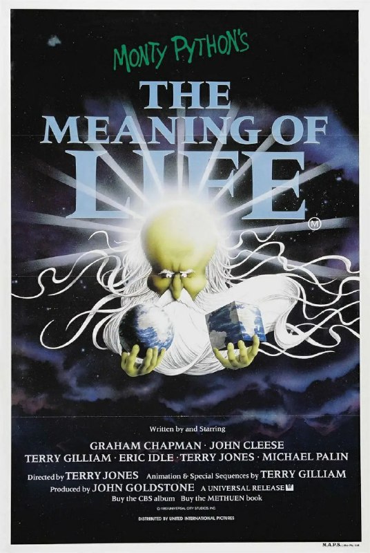 名称：人生七部曲描述：关于宗教的故事失业的天主教徒唱着“每颗精子都是神圣的”，把一屋四五十个孩子送去做医学实验，因为再也负担不起他们，而对门的新教夫妇一面幸灾乐祸，一面感叹自己“只性交两次，有两个孩子”；关于性的故事——教授在课堂上向学生讲解“性”是什么，但是学生总不得要领，无奈之下，教授把自己太太拉过来当堂向学生示范；关于死亡的故事——死神来到一个农舍，声言要带走所有人，但这里聚集了许多美国朋友，不但毫不在意，还热情地邀请他喝酒聊天，让死神忍无可忍……人生七部曲，七个沉重的话题却放入足够荒诞的故事，嬉笑怒骂讽刺世间百态