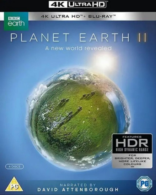 名称：地球脉动 第二季 4K(2160P)             REMUX (蓝光 原盘)描述：Planet Earth II影片年代：2016影片产地：英国 BBC对白语音：英语影片字幕：中字外挂字幕影片集数：6集电影简介：该片总共分为群岛篇、山地篇、热带雨林篇、冰天雪地篇、人与动物的城市和谐生活篇等6个部分