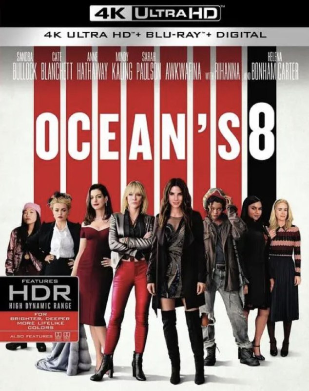 名称：瞒天过海：美人计                      4K(2160p) HDR描述：该片讲述黛比策划惊天大案，与凯特·布兰切特饰演的好友一起网罗顶尖高手，准备在一年一度的时尚盛会上盗取价值一亿五千万美金的钻石项链的故事