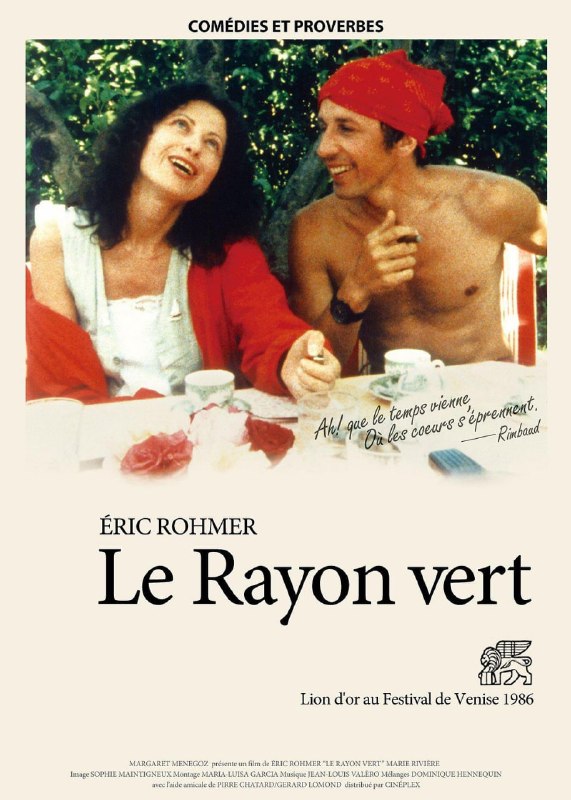 名称：绿光 Le rayon vert (1986)描述：夏天快要来临的时候，巴黎女子戴尔芬(玛丽·瑞莱 Marie Rivière 饰)却陷入了忧伤与烦闷中