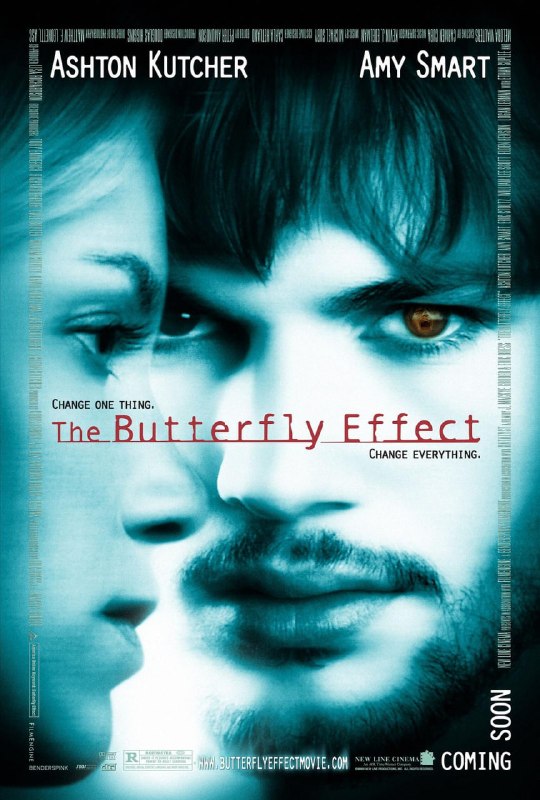 名称：蝴蝶效应 The Butterfly Effect (2004)描述：伊万从小经历着一个充满创伤的童年，每当一些可怕的事情发生时，他总会莫名失去一段记忆，只留下零碎而模糊的片段