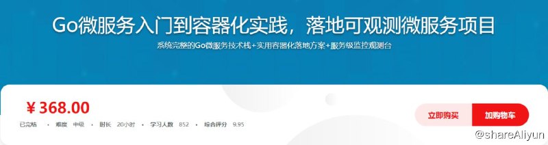 名称：Go微服务入门到容器化实践，落地可观测微服务项目 - 带源码课件描述：系统完整的Go微服务技术栈+实用容器化落地方案+服务级监控观测台链接：