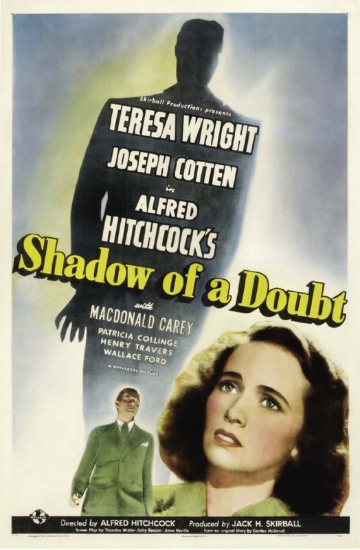 名称：辣手摧花 Shadow of a Doubt (1943)描述：小镇沉闷的空气令受过高等教育的Charlie(Teresa Wright)十分压抑，她渴望在外谋大事、自己喜爱和崇敬的Uncle Charlie(Joseph Cotten)能突然出现，为自己的生活注入一缕新风