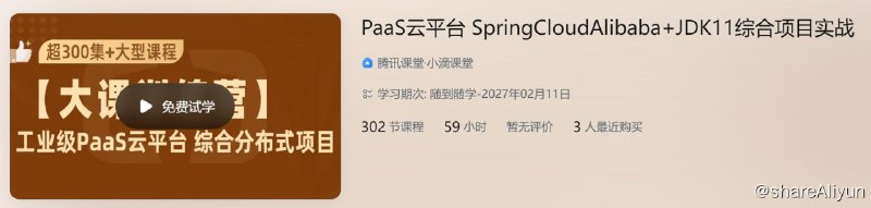 名称：PaaS云平台 SpringCloudAlibaba+JDK11综合项目实战描述：工业级PaaS云平台 综合分布式项目