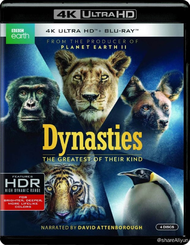 名称：王朝 第一季 4K原盘REMUX [HDR] [国英双语] [内封简英双字]描述：杜比全景声版本（美版）王朝 第一季的剧情简介 · · · · · ·  西非撒哈拉沙漠边境，统治族群长达三年之久的黑猩猩戴维面临其他雄性的挑战，为了守住王权，他开始选择结盟